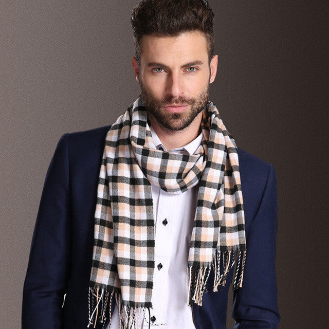European Style Men’s Winter Tartan Shawl Scarf Warm Classic Design