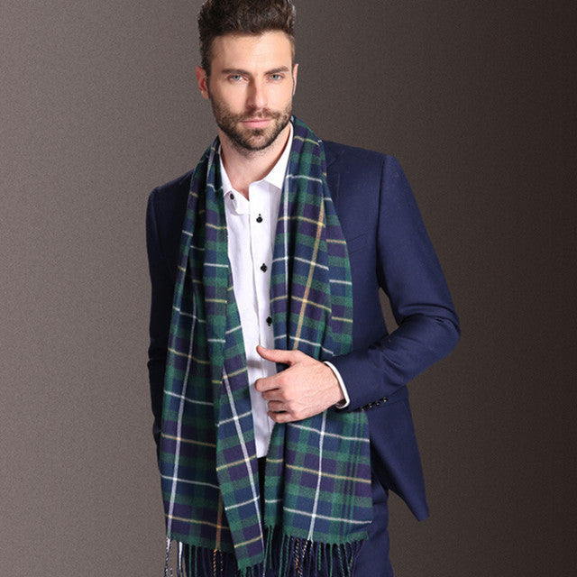 European Style Men’s Winter Tartan Shawl Scarf Warm Classic Design