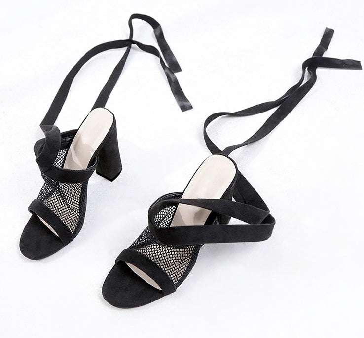 Women’s Cross Strap Lace Up High Heel Sandals Bandage Design
