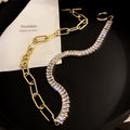 Geometric Zircon Splice Clavicle Necklace Modern Jewelry Style