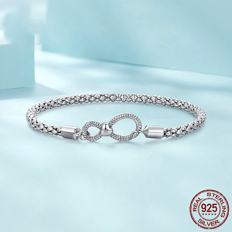 S925 Sterling Silver Infinite Loop Bracelet Minimalist Women’s Design