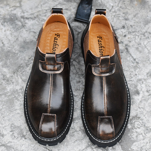 British Style Men’s Martin Boots Rugged Tooling Leather Shoes