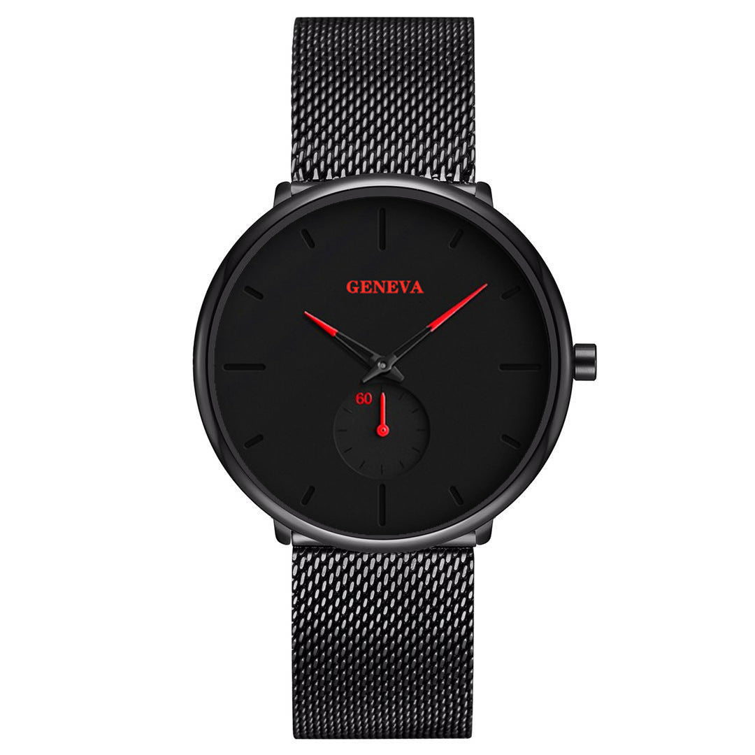 Geneva Style Men’s Quartz Watch Stainless Steel Casual Analog Wristwatch