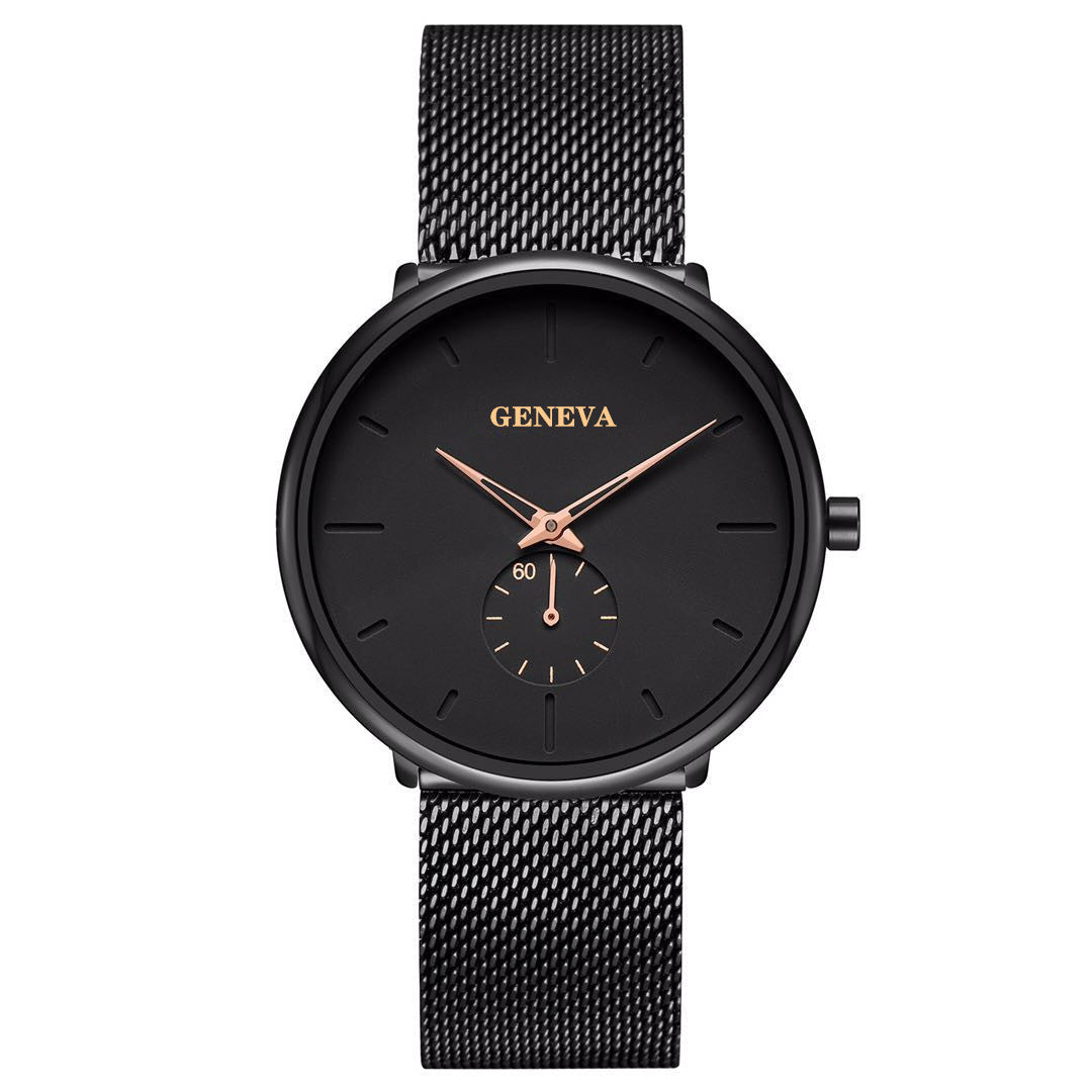 Geneva Style Men’s Quartz Watch Stainless Steel Casual Analog Wristwatch