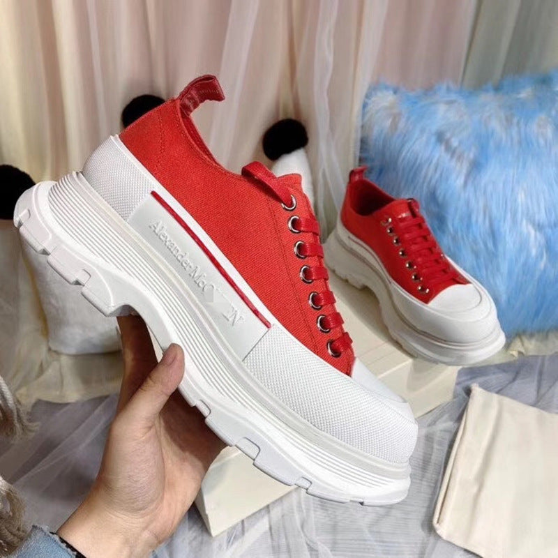 Women’s Spring Low Top Canvas Sneakers Thick Sole Designer Style
