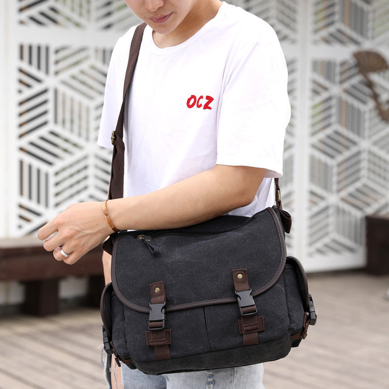 Men’s Canvas Messenger Shoulder Bag Casual Multifunctional Design