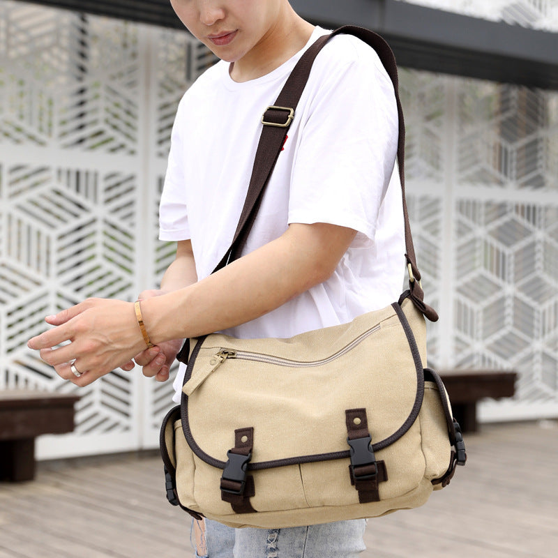 Men’s Canvas Messenger Shoulder Bag Casual Multifunctional Design