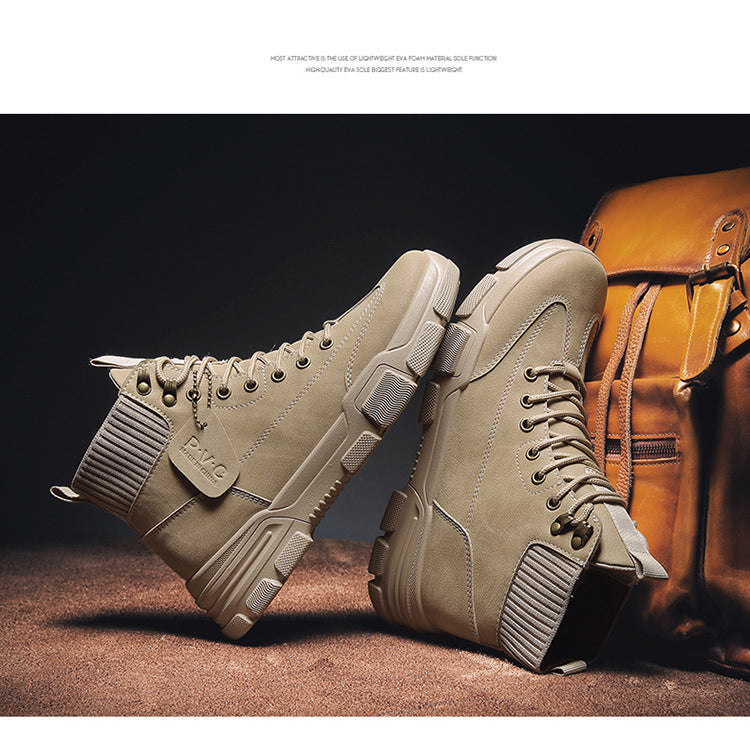 Men’s Mid Top Leather Tooling Boots Casual Martin Style Footwear