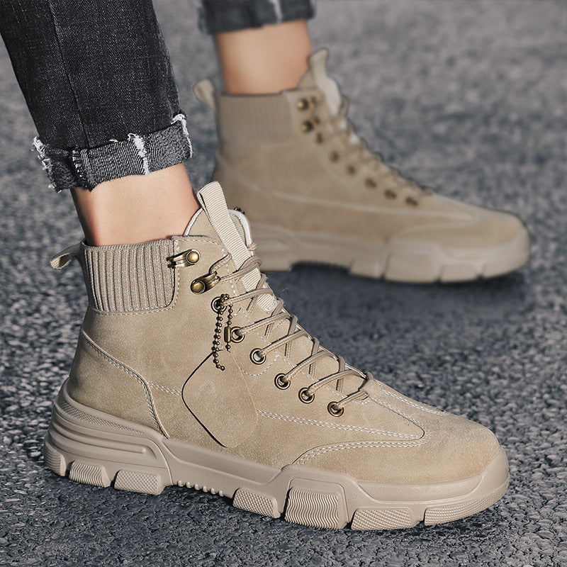 Men’s Mid Top Leather Tooling Boots Casual Martin Style Footwear