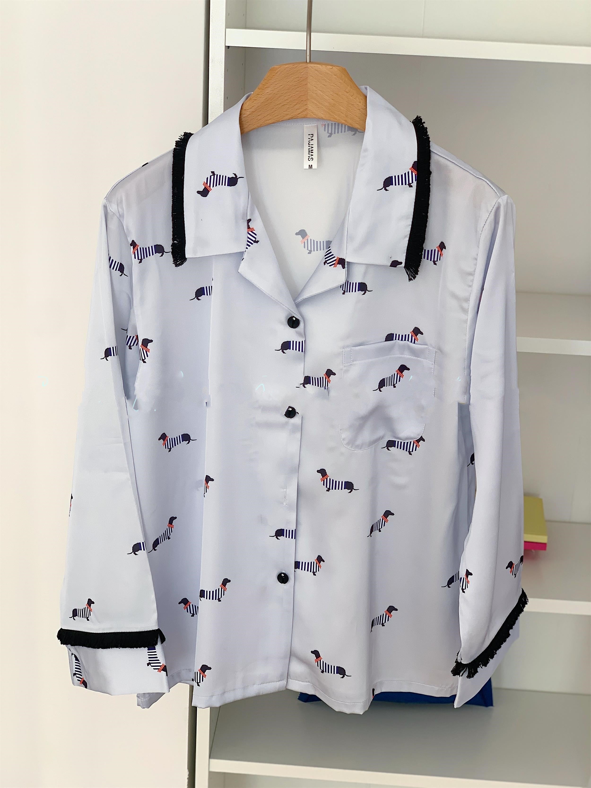 Ice Silk Long Sleeve Pajama Suit with Cooling Fabric for All Seasons