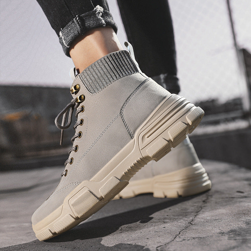 Men’s Mid Top Leather Tooling Boots Casual Martin Style Footwear