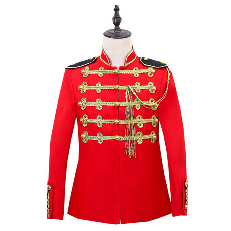 European Court Style Military Performance Outfit Red Gold Detail