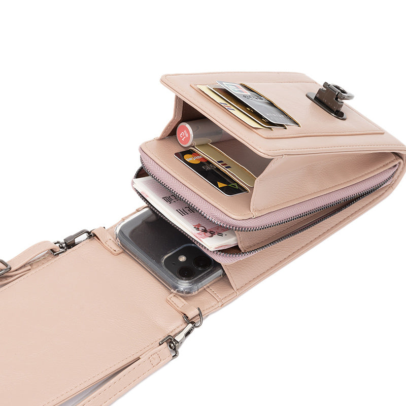 Women’s Rivet Design Crossbody Shoulder Bag Solid Color Phone Handbag