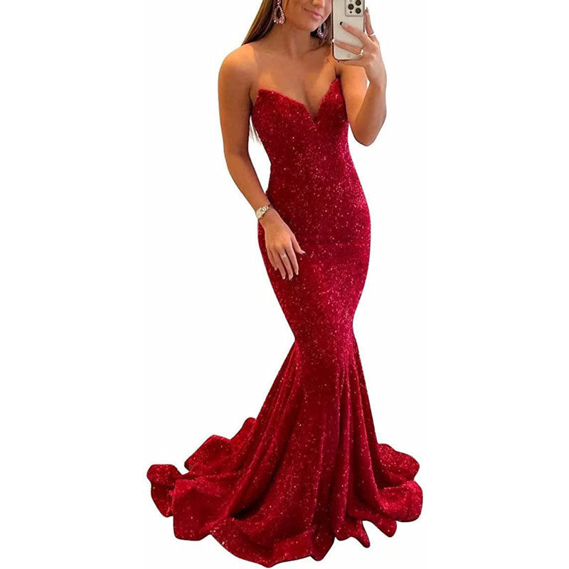 Women’s Sequin Evening Dress Formal Long Prom Party Gown
