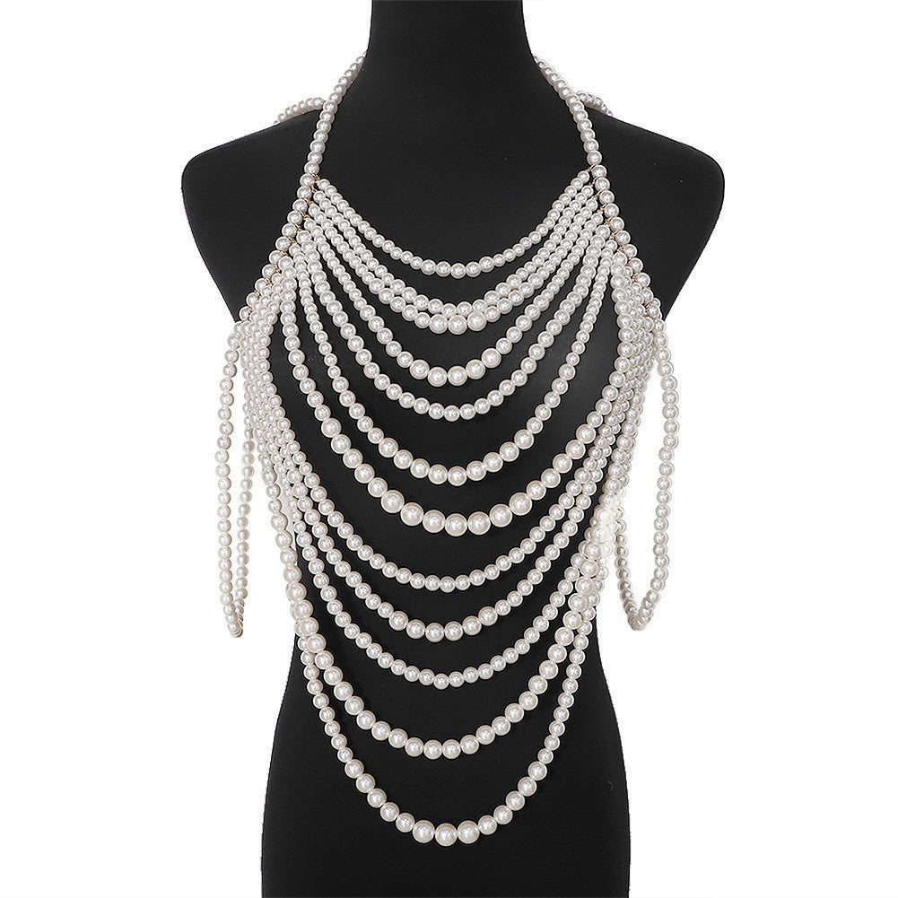 Retro Multi Layer Pearl Body Chain Elegant Fashion Jewelry