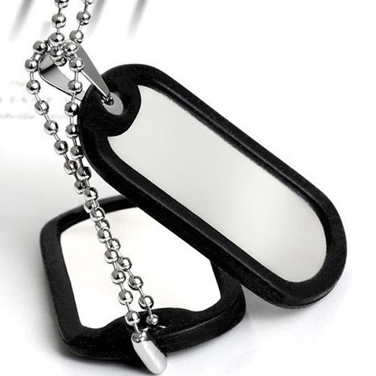 Military Style Men’s Necklace Titanium Steel Stainless Steel Pendant