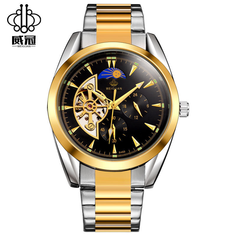 Wei Guan Automatic Mechanical Men’s Watch Moon Phase Waterproof Casual Design