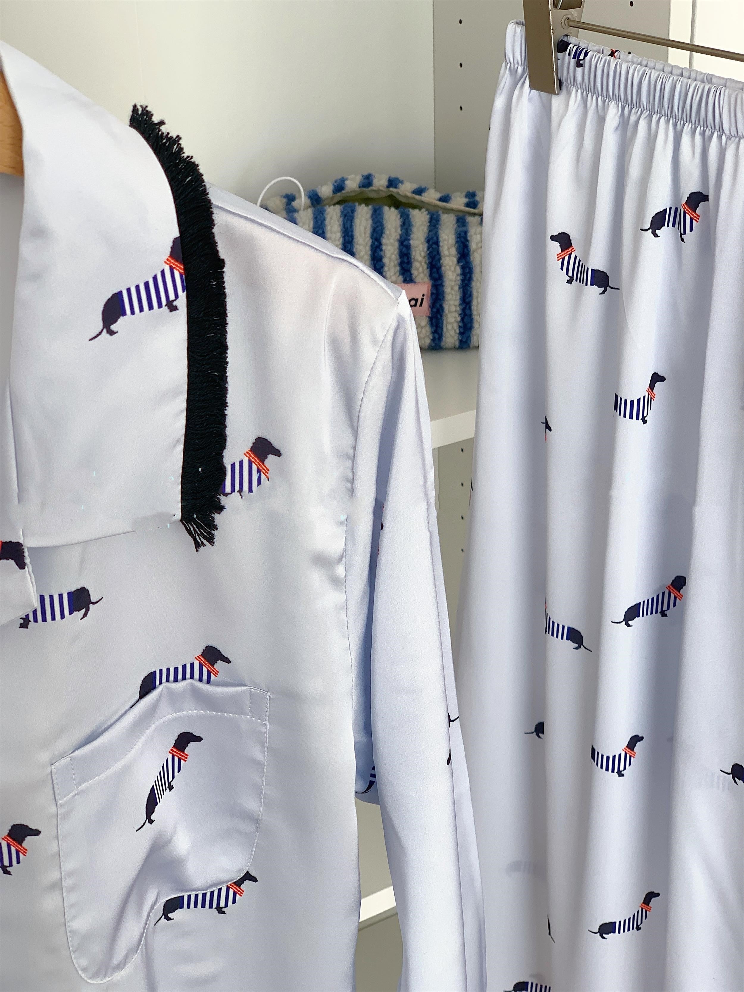 Ice Silk Long Sleeve Pajama Suit with Cooling Fabric for All Seasons