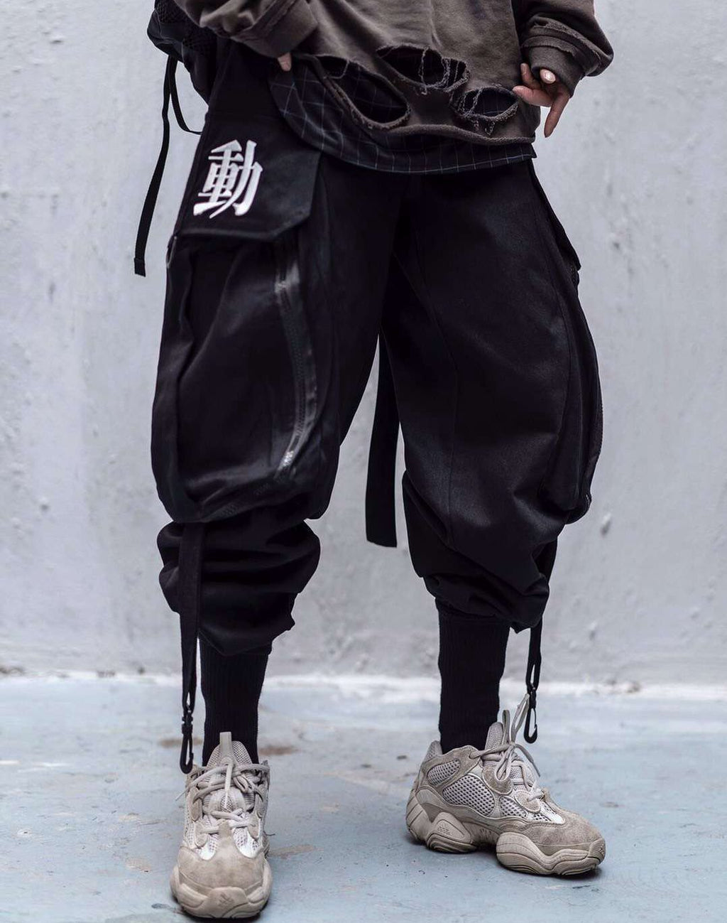 Embroidered Streamer Cargo Pants Fashion Utility Style