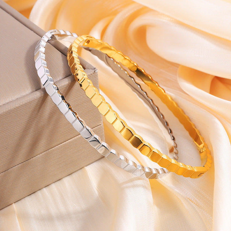 Irregular Honeycomb Titanium Steel Bracelet Minimalist Women’s Jewelry