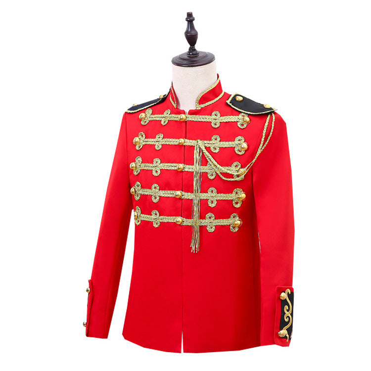 European Court Style Military Performance Outfit Red Gold Detail