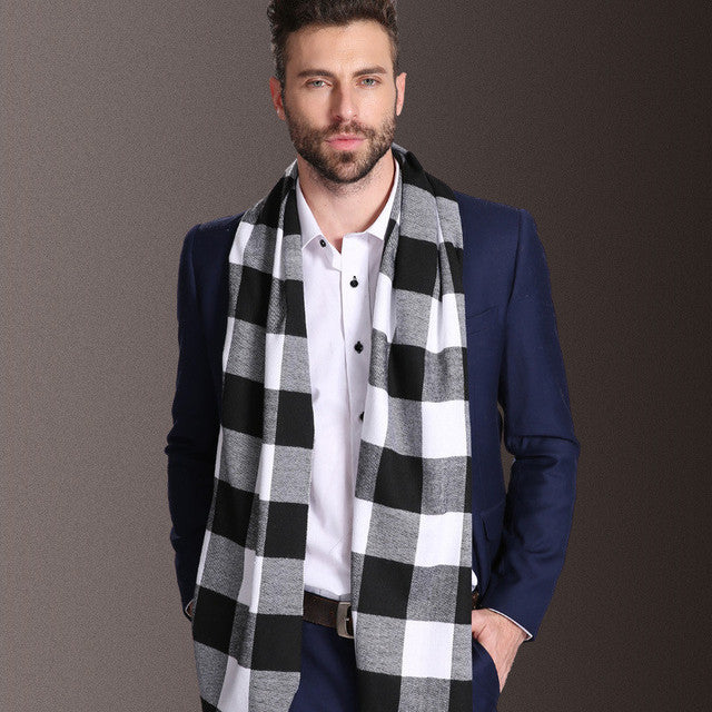 European Style Men’s Winter Tartan Shawl Scarf Warm Classic Design