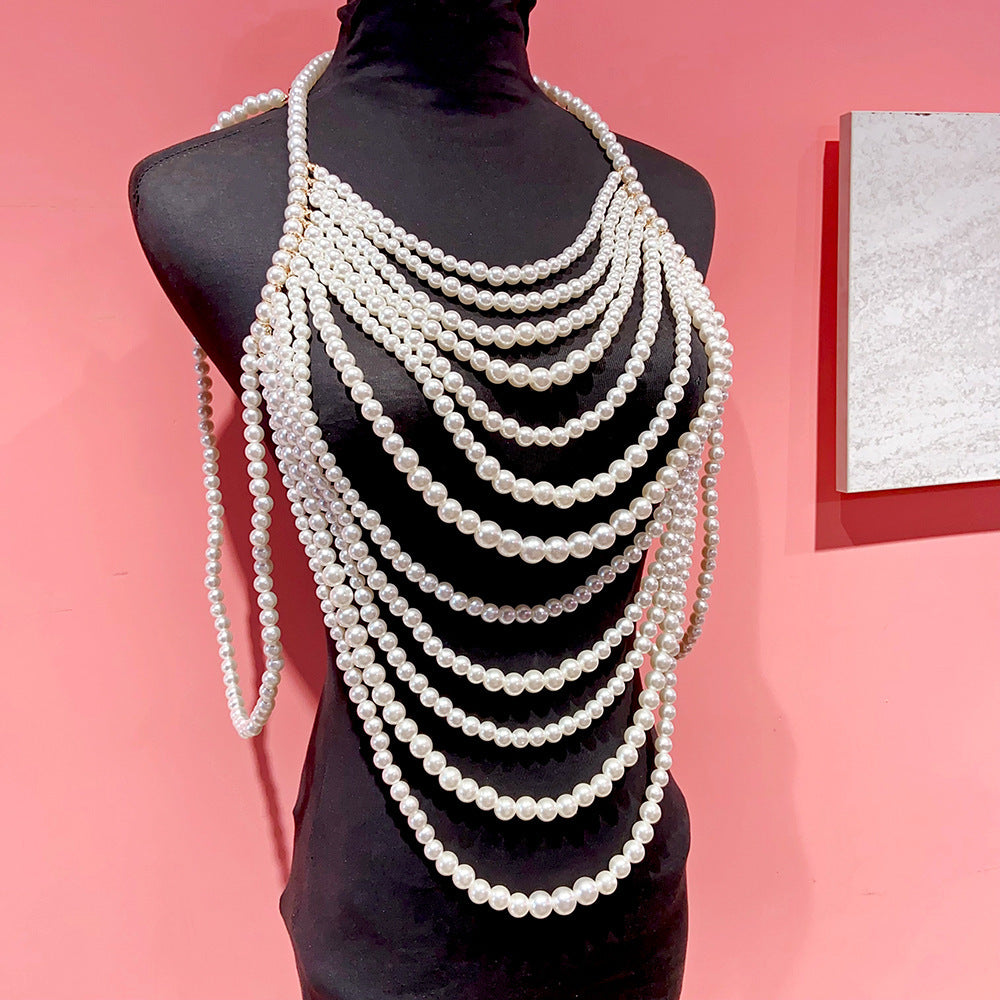 Retro Multi Layer Pearl Body Chain Elegant Fashion Jewelry
