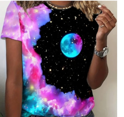 Small Floral Print Round Neck Short Sleeve Top