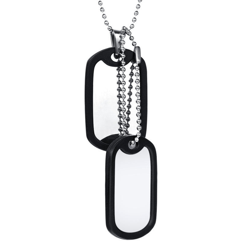 Military Style Men’s Necklace Titanium Steel Stainless Steel Pendant