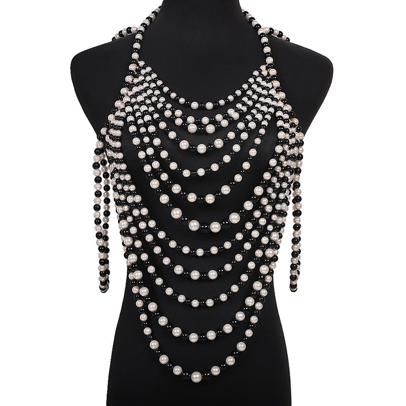 Retro Multi Layer Pearl Body Chain Elegant Fashion Jewelry