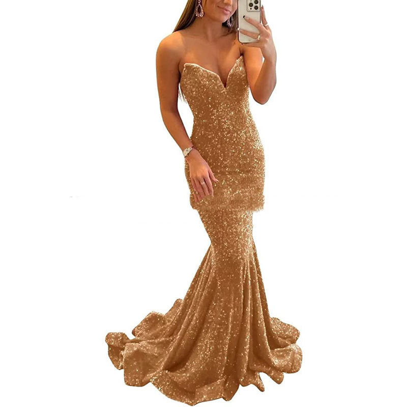 Women’s Sequin Evening Dress Formal Long Prom Party Gown