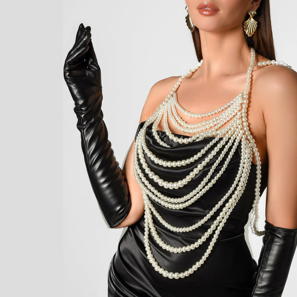 Retro Multi Layer Pearl Body Chain Elegant Fashion Jewelry
