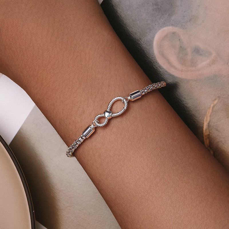 S925 Sterling Silver Infinite Loop Bracelet Minimalist Women’s Design