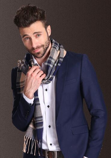 European Style Men’s Winter Tartan Shawl Scarf Warm Classic Design