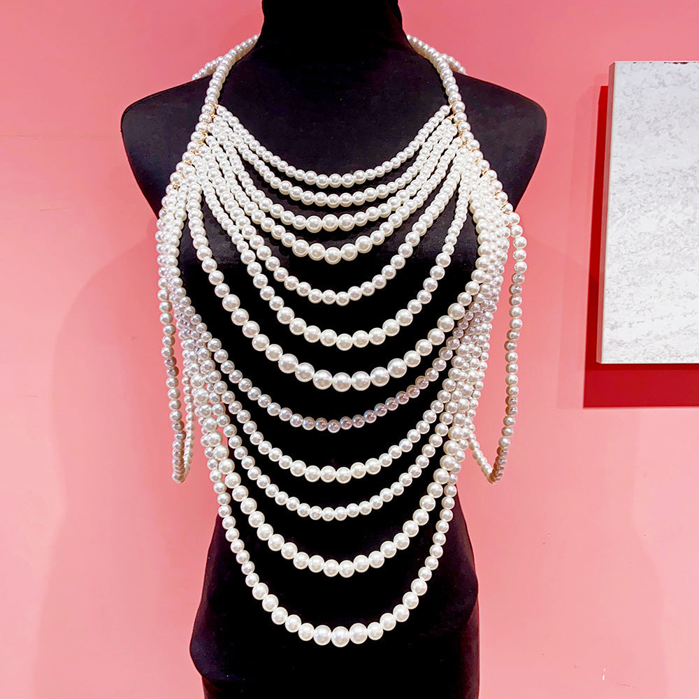 Retro Multi Layer Pearl Body Chain Elegant Fashion Jewelry