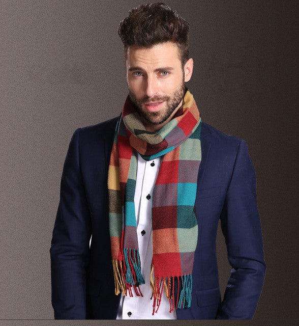 European Style Men’s Winter Tartan Shawl Scarf Warm Classic Design