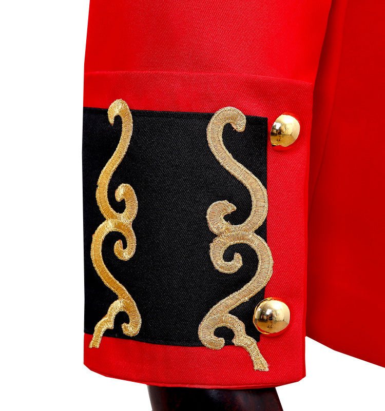 European Court Style Military Performance Outfit Red Gold Detail