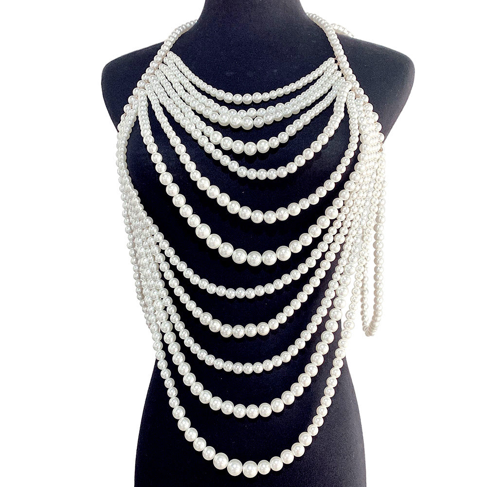 Retro Multi Layer Pearl Body Chain Elegant Fashion Jewelry