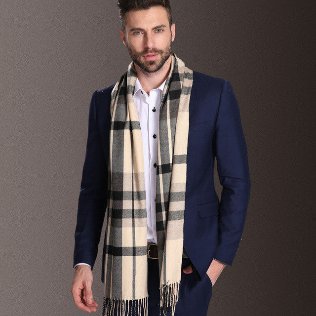 European Style Men’s Winter Tartan Shawl Scarf Warm Classic Design