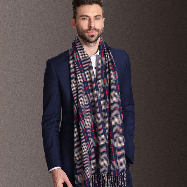 European Style Men’s Winter Tartan Shawl Scarf Warm Classic Design