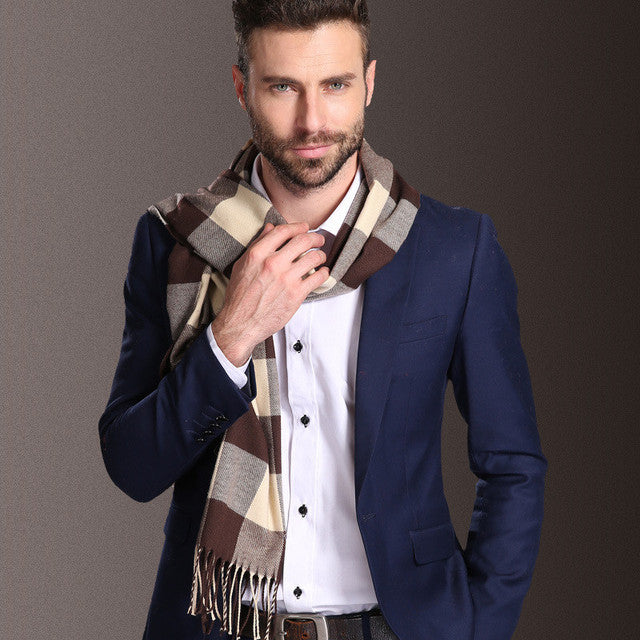 European Style Men’s Winter Tartan Shawl Scarf Warm Classic Design