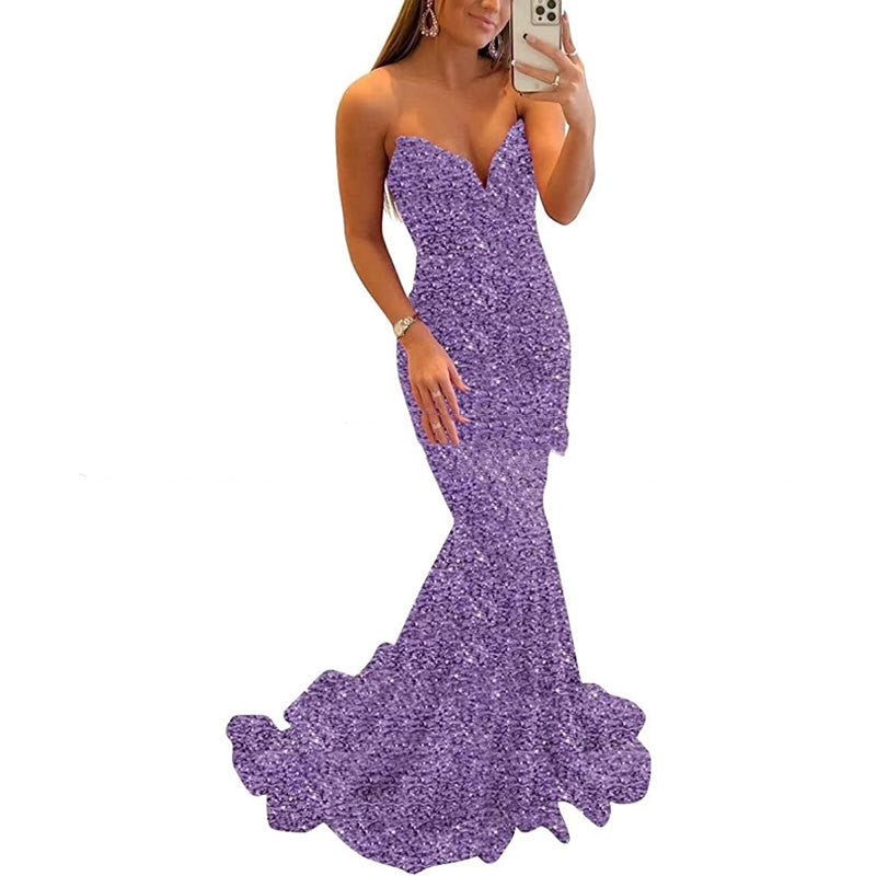 Women’s Sequin Evening Dress Formal Long Prom Party Gown