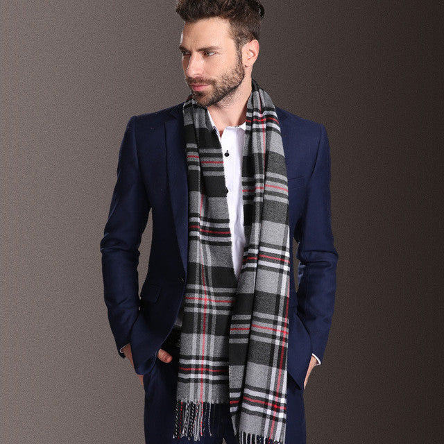 European Style Men’s Winter Tartan Shawl Scarf Warm Classic Design