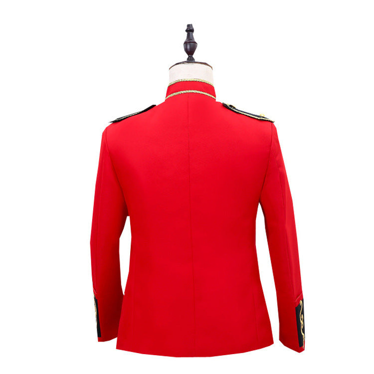 European Court Style Military Performance Outfit Red Gold Detail