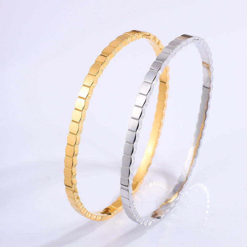 Irregular Honeycomb Titanium Steel Bracelet Minimalist Women’s Jewelry