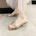 Women’s Transparent High Heel Slippers with Thick Heel Design