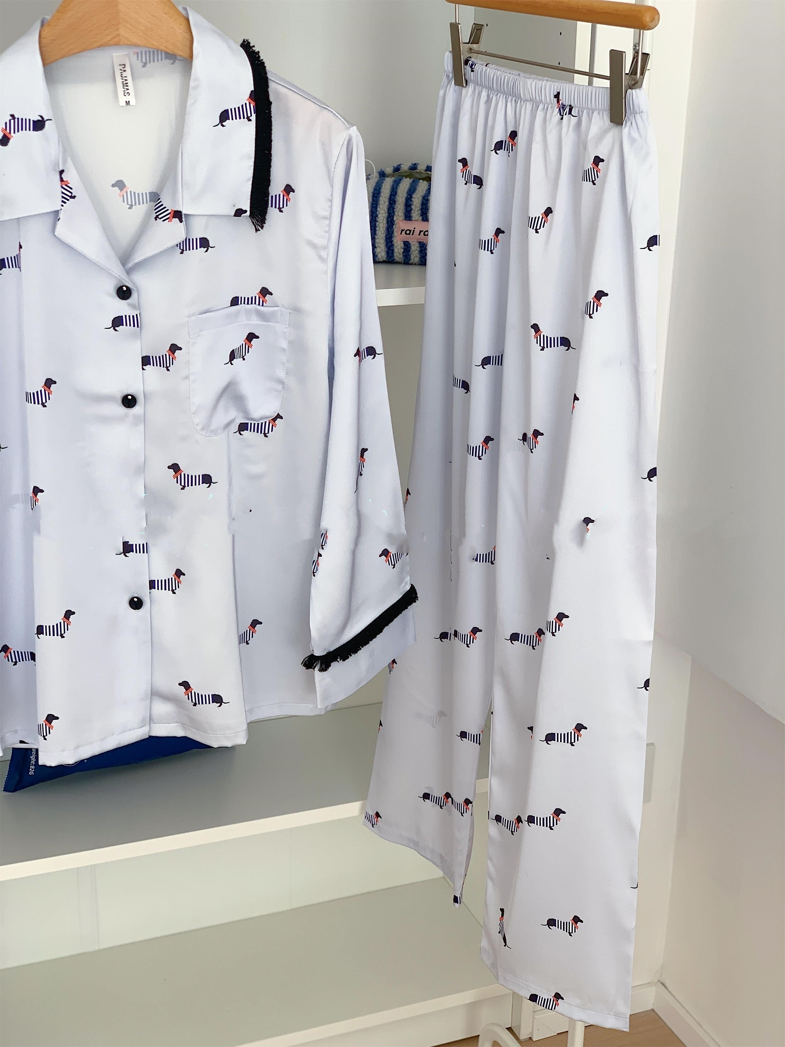 Ice Silk Long Sleeve Pajama Suit with Cooling Fabric for All Seasons