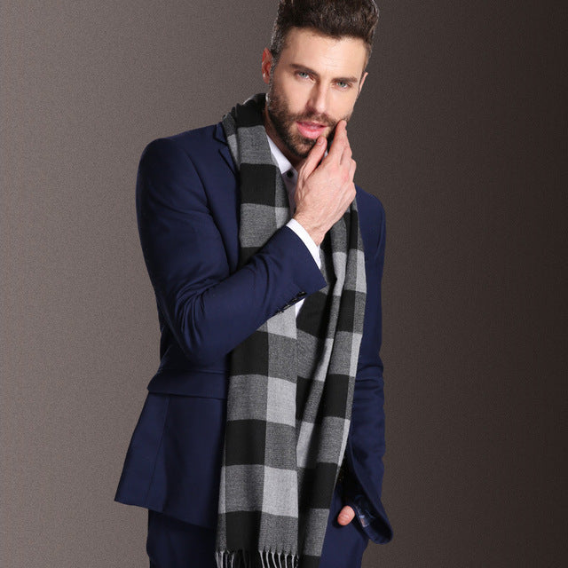 European Style Men’s Winter Tartan Shawl Scarf Warm Classic Design