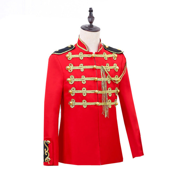 European Court Style Military Performance Outfit Red Gold Detail