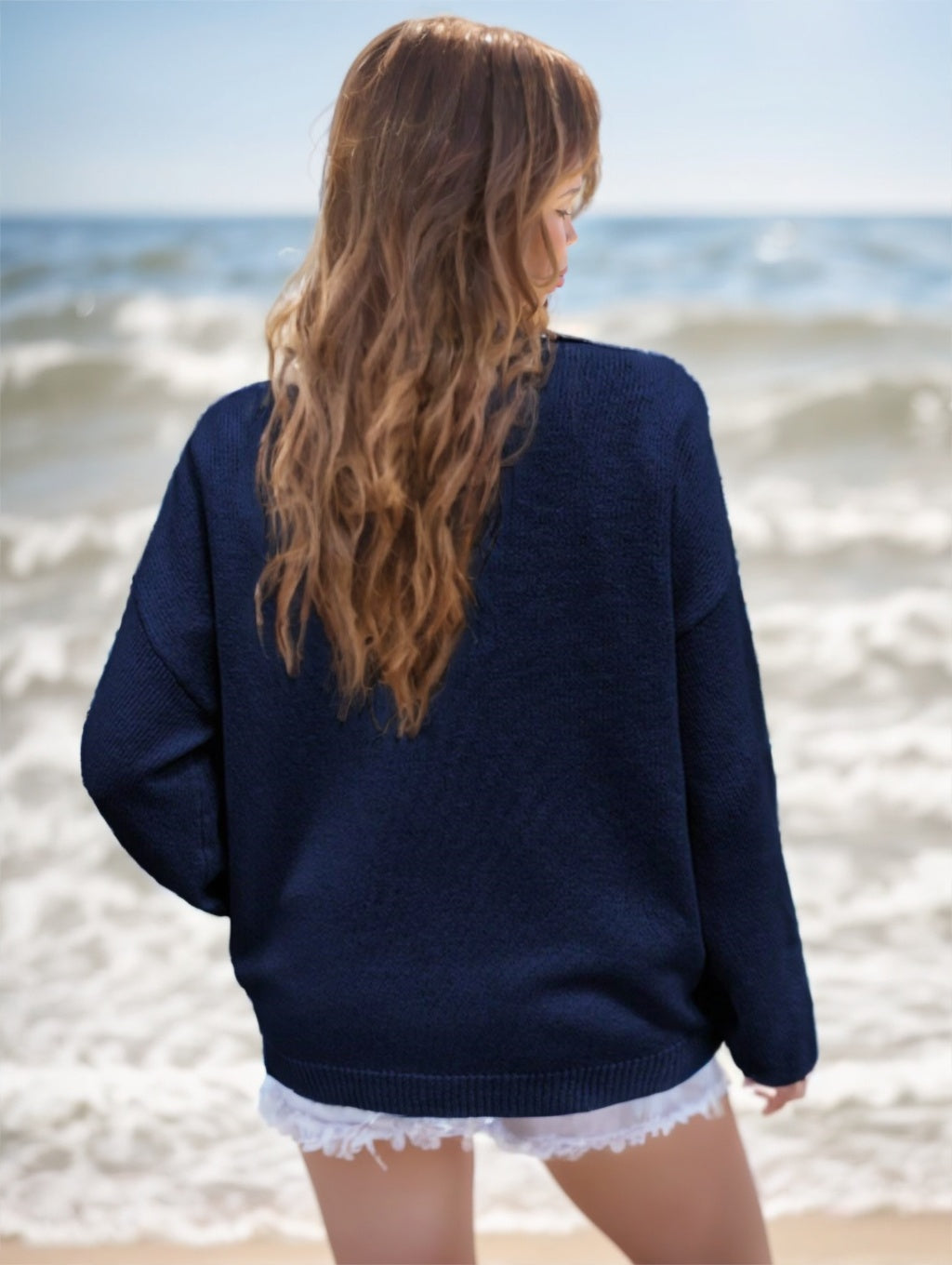 American USA Flag Drop Shoulder Sweater Long Sleeve Casual Top